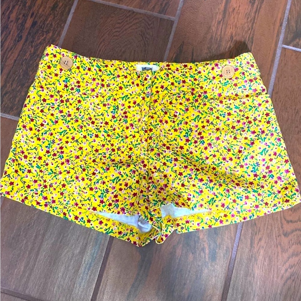 Pins and Needles Anthropologie Yellow Floral Shorts
